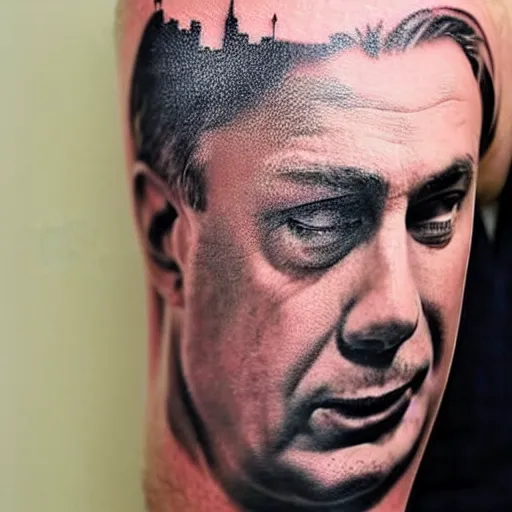 Image similar to tattoo of portrait photo of viktor orban, 8k,