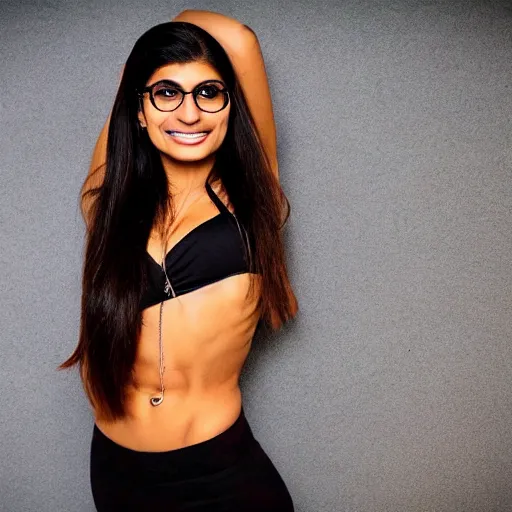 Image similar to mia khalifa fit body professional photography posing full body