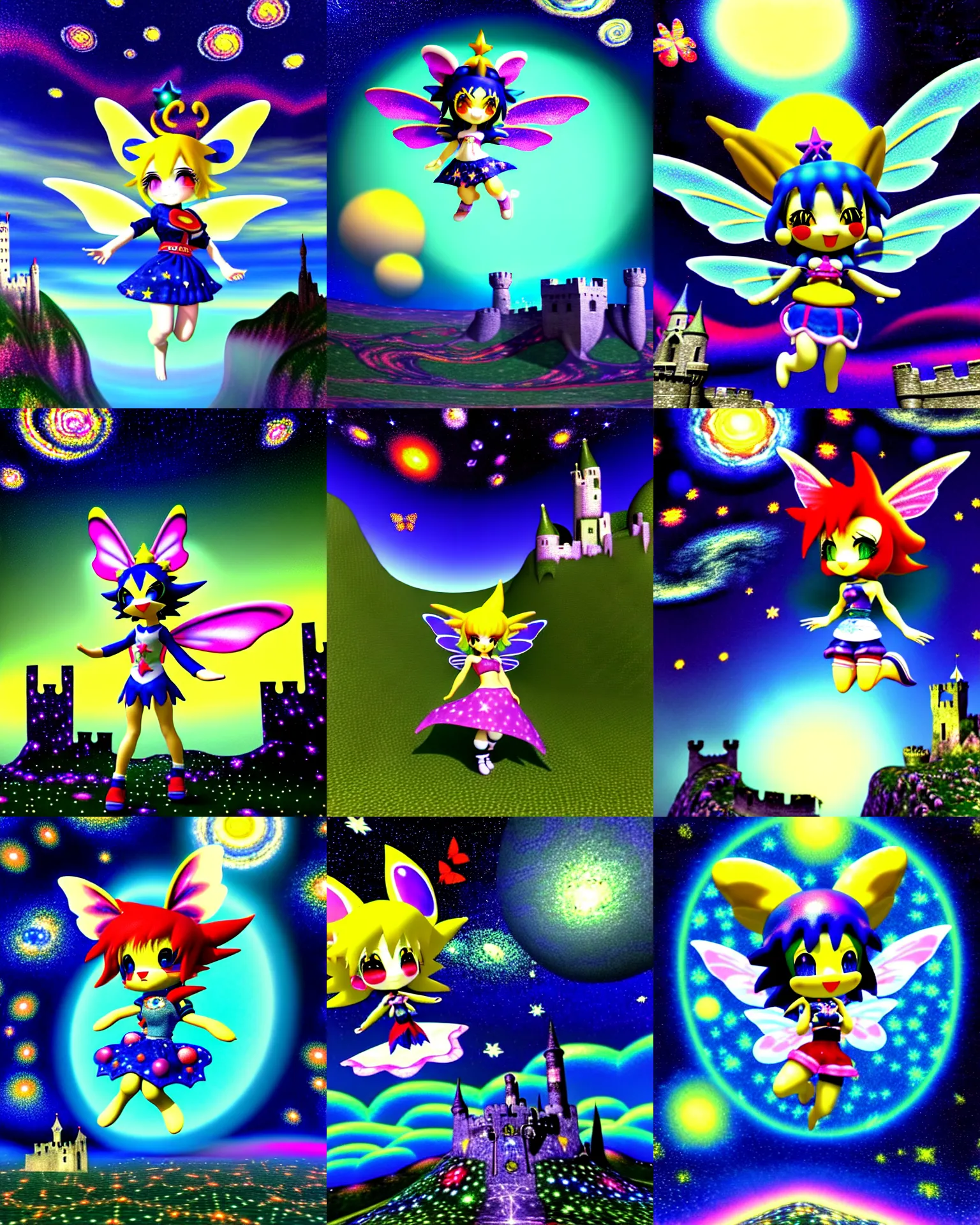 3 d render of chibi jester fairy klonoa flying in a | Stable Diffusion ...