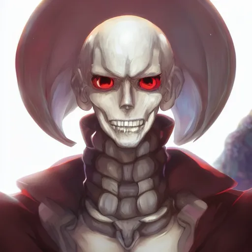 Image similar to portrait of papyrus as a necromancer, anime fantasy illustration by tomoyuki yamasaki, kyoto studio, madhouse, ufotable, trending on artstation