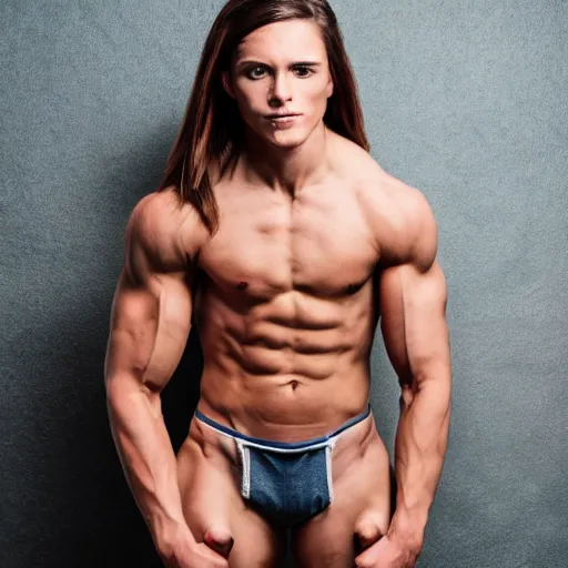 Image similar to high - quality photo of a muscular, completely androgynous person of completely ambiguous gender