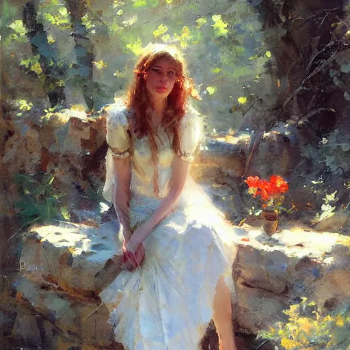 Image similar to a portrait of a character in a scenic environment by daniel f. gerhartz