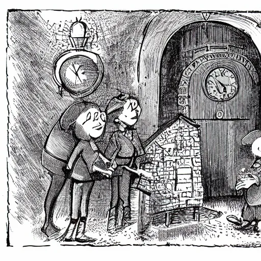Image similar to highly detail illustrations from the (Phantom Tollbooth)