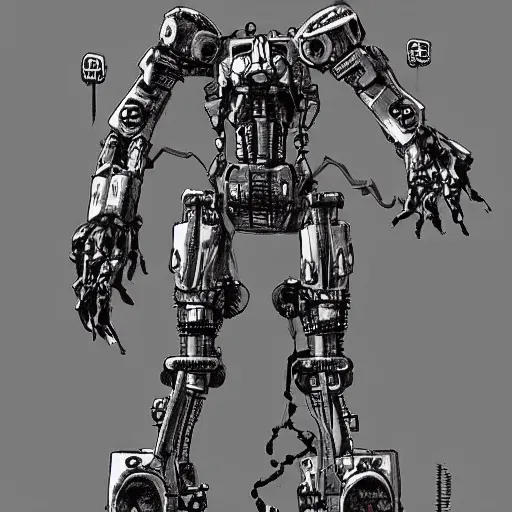 Image similar to humanoid mech by Kentaro Miura