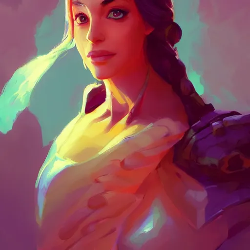 Image similar to beautiful female portrait, maya ali mage, gloomhaven, dynamic lighting, gaudy colors, octane render aesthetic, matte painting concept art, official fanart behance hd artstation by jesper ejsing, by rhads and makoto shinkai and lois van baarle and ilya kuvshinov and rossdraws