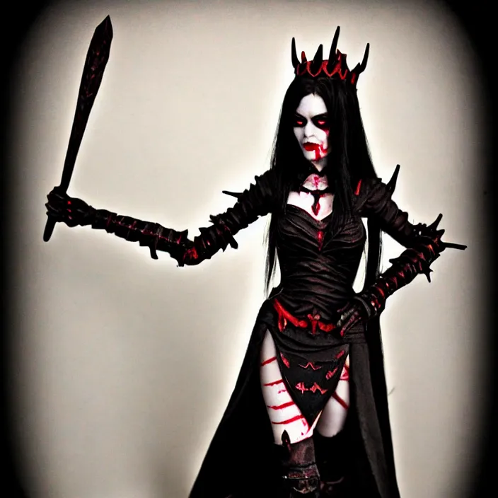 Image similar to full body photograph of a real - life beautiful vampire queen warrior. extremely detailed. dslr. 3 5 mm.