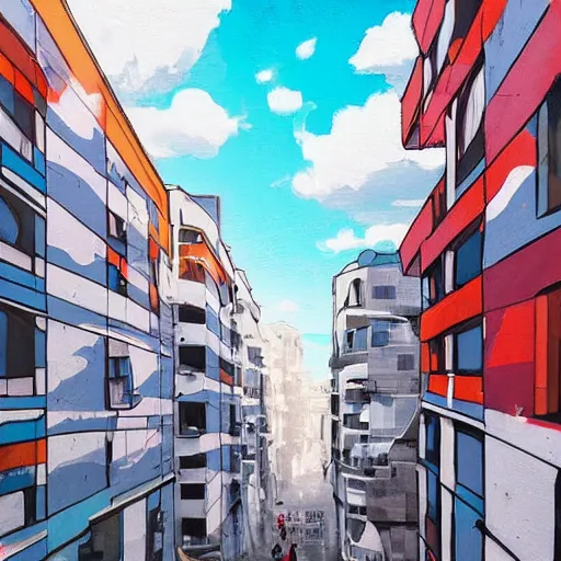 Prompt: cozy city street art style of aenami, alena