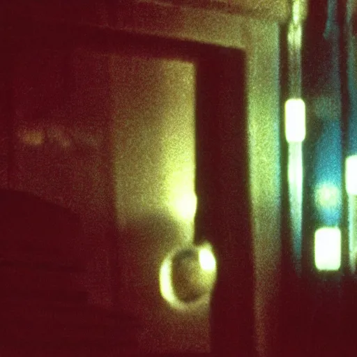 Image similar to close - up color photography of details in deckard's apartment in blade runner, narrow depth of field, low light