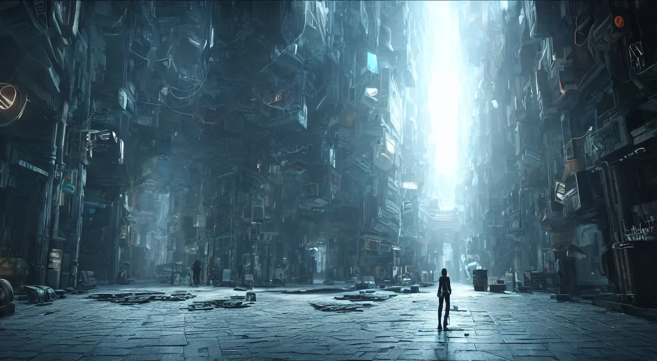 Image similar to Portal to another dimension in a dystopian city. Cinematic, Award winning, ultra high resolution, intricate details, rendered with unreal engine, UHD 8K