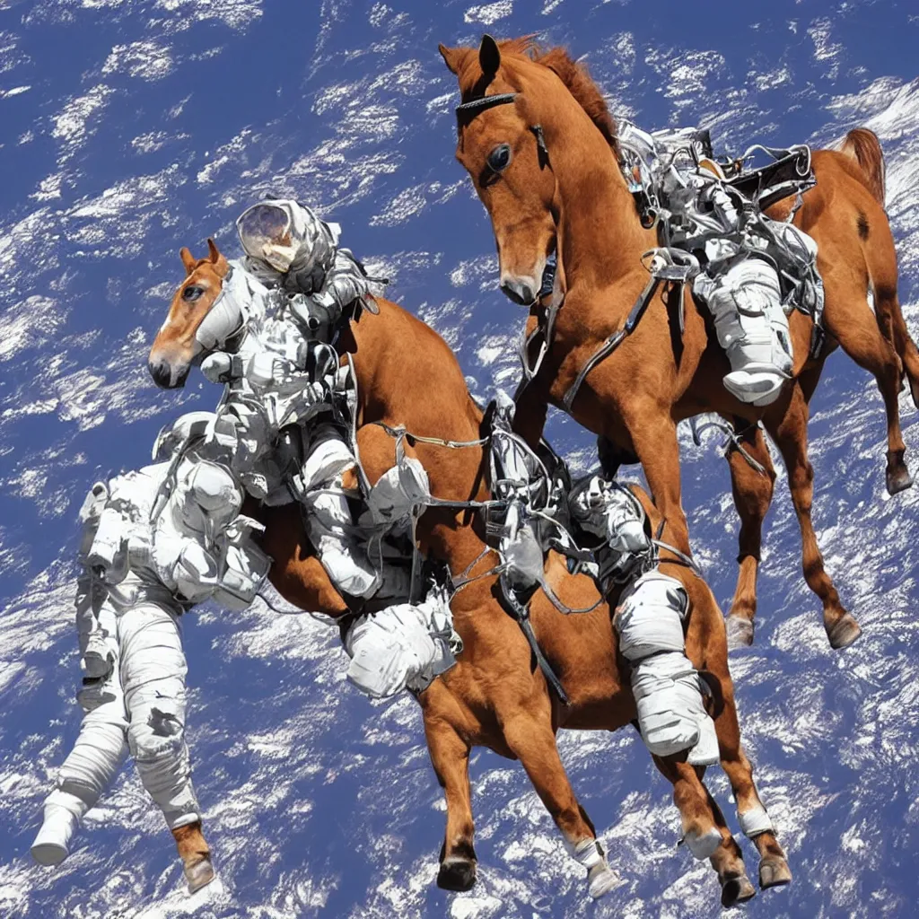 Prompt: horse on astronaut's back