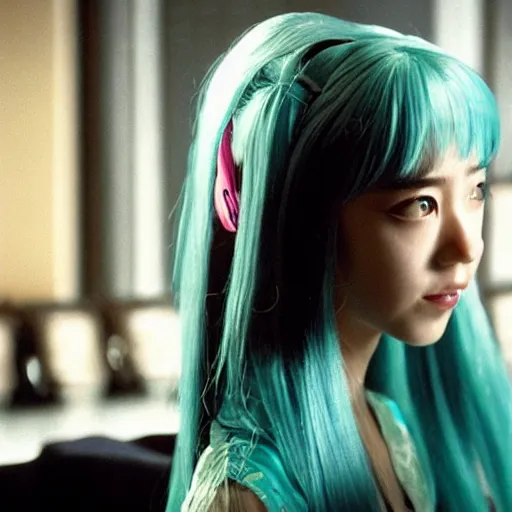 Prompt: a live - action still of hatsune miku in the sopranos ( 1 9 9 7 )