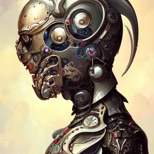 Image similar to ultra realist soft painting of a single attractive cyborg female sillicon cyborg skin armored, curiosities carnival, symmetry accurate features, very intricate details, focus, curvy, artstyle Tom Bagshaw, award winning