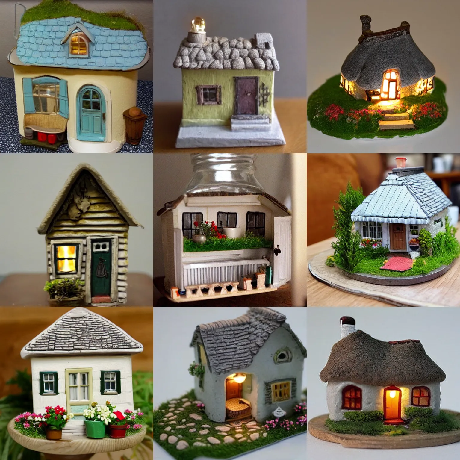 Prompt: miniature cottage inside of a lightbulb