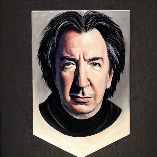 Image similar to A portrait of Alan Rickman as Batman, oil painting