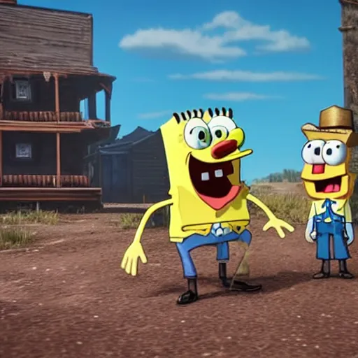 Image similar to Spongebob as a cowboy in Red Dead Redemption 2