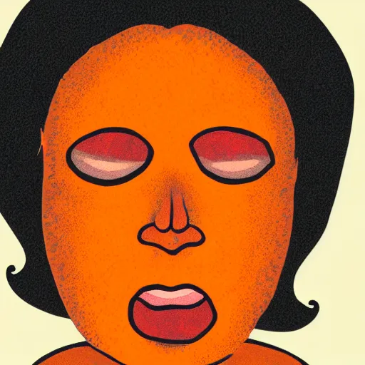 Image similar to illustrated portrait of ugly woman with orange skin