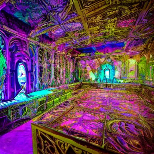 Prompt: crystalpunk hallucinatory castle