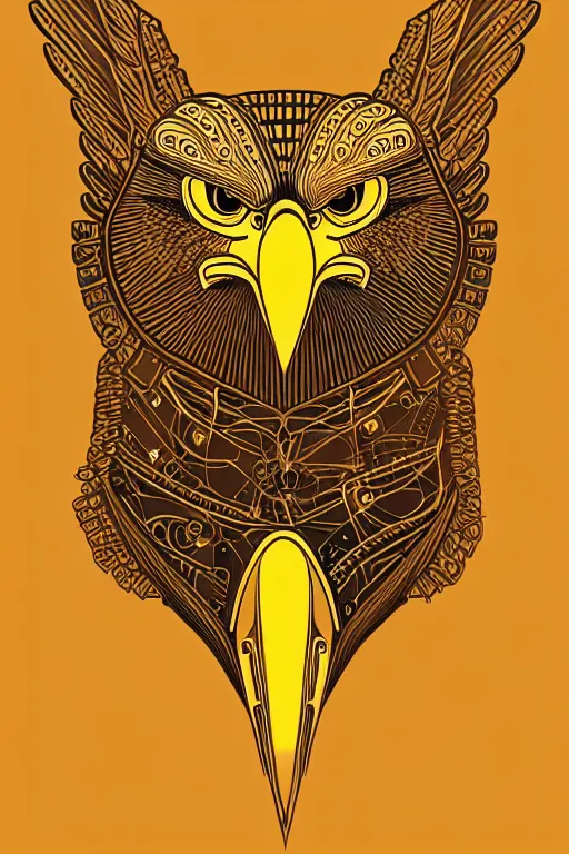 Image similar to Portrait of eagle, steampunk, gold, colorful, illustration, highly detailed, simple, smooth and clean vector curves, no jagged lines, vector art, smooth