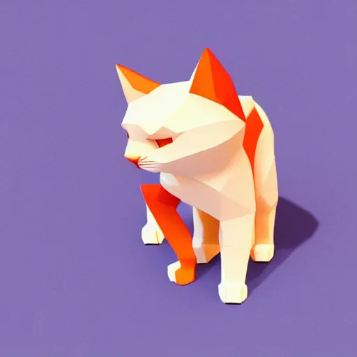 Image similar to cat, white background, isometric, low poly