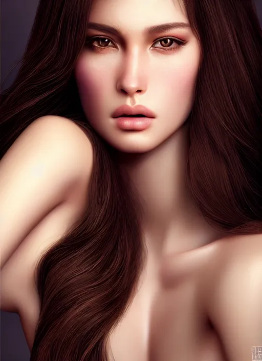 Prompt: a gorgeous female with long brown hair, photo by steven meisel, realistic, full body shot, wide angle, sharp focus, 8 k high definition, insanely detailed, intricate, elegant, art by stanley lau and artgerm, floating embers
