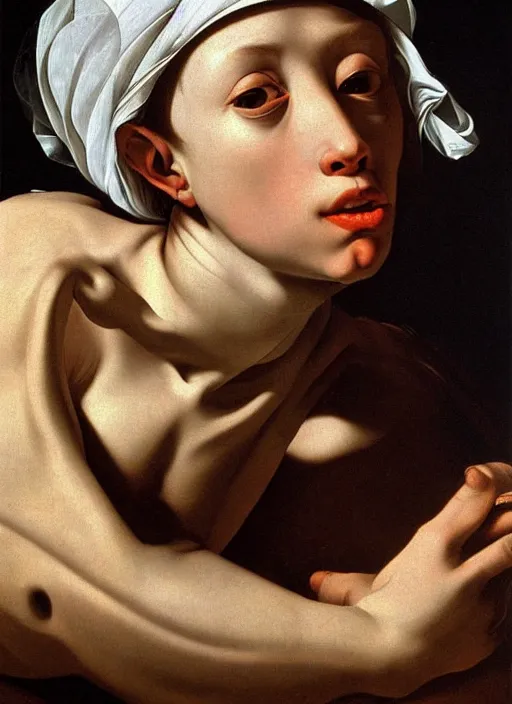 Image similar to artificial consciousness, detailed, hyperrealism, by Caravaggio,