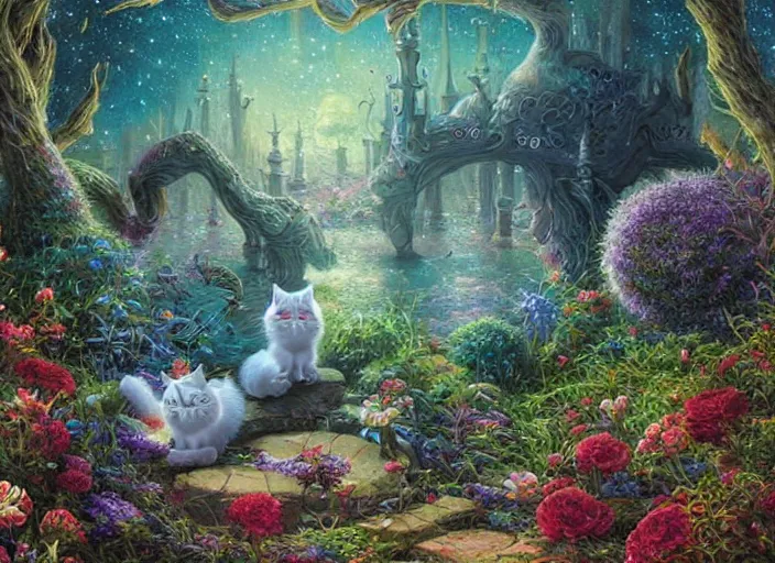 Image similar to magical cat, path traced, highly detailed, high quality, digital painting, by studio ghibli, lise deharme, alexander jansson, paul lehr, tim white, hans zatzka, george stubbs, louis wain