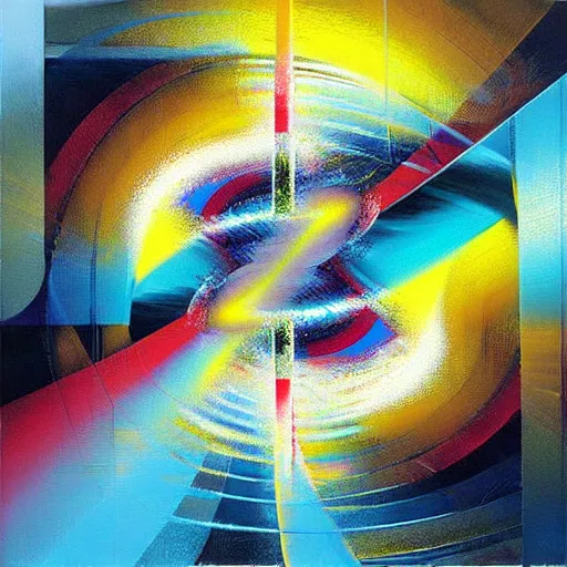 Image similar to abstract art representing momentum, oil painting by john berkey and gabriel dawe, masterwork