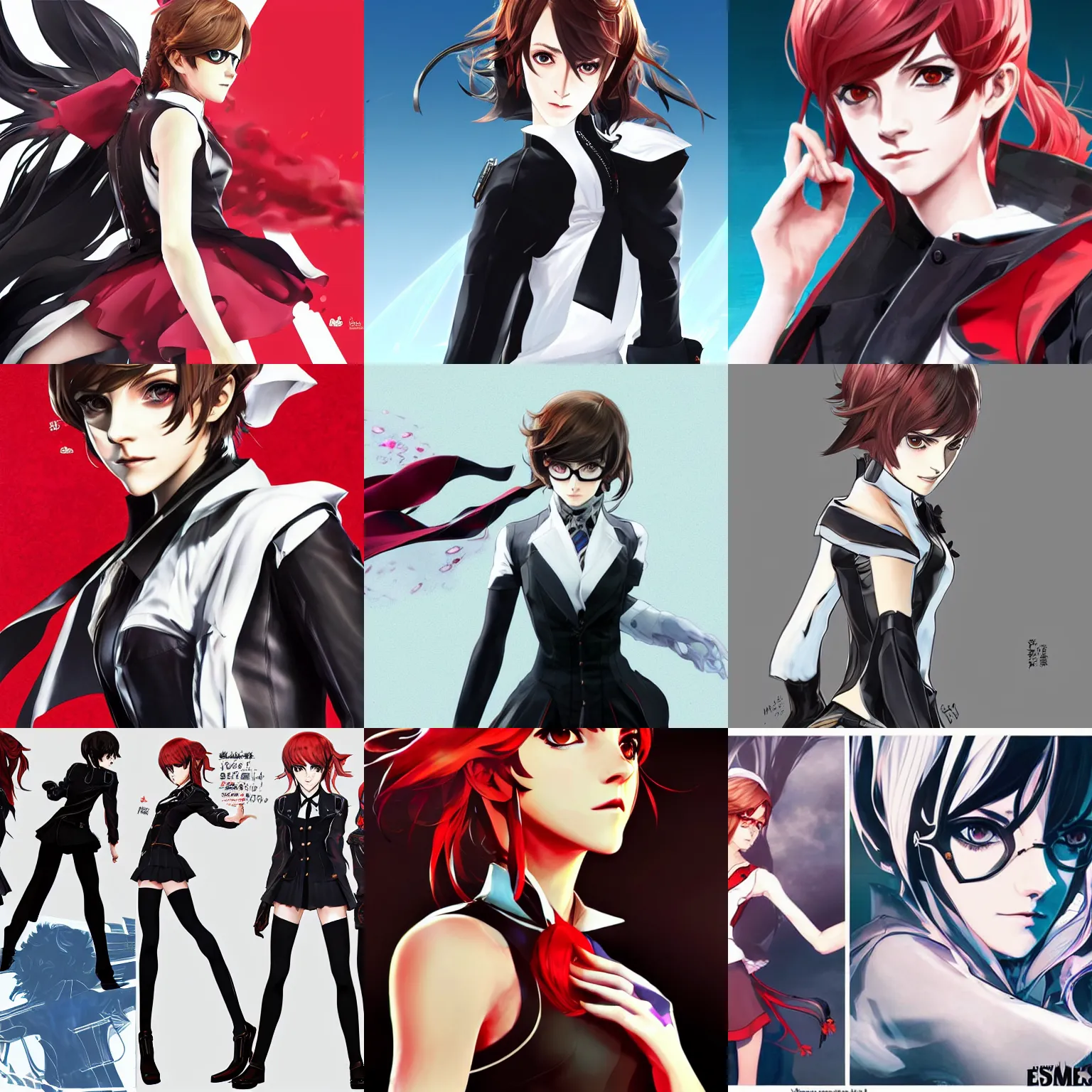 Prompt: concept art of emma watson as a persona 5 character, 4k character illustration by shigenori soejima and masayoshi suto