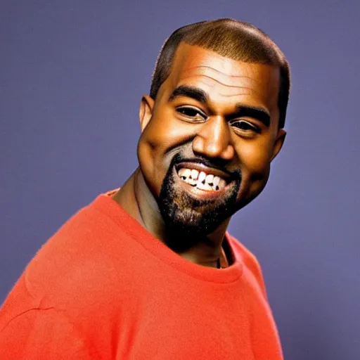 Image similar to Kanye West smiling and giving a thumbs up for a 1990s sitcom tv show, Studio Photograph, portrait C 12.0