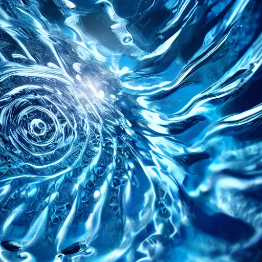 Image similar to water artwork manipulation in the shape of a 3 d spiral on the ocean water, ray tracing, realistic water, focus, long shot, 8 k resolution, cinematic, water art photoshop