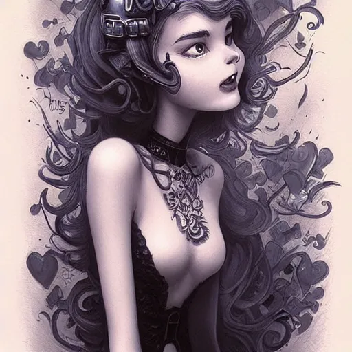 Image similar to Lofi portrait, Pixar style by Joe Fenton and Stanley Artgerm and Tom Bagshaw and Tim Burton, gentle smile