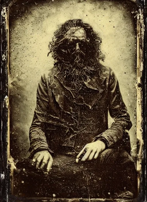 Image similar to old wetplate daguerreotype portrait of a gentleman explosion of data fragments, fractal, intricate, elegant, highly detailed, parallax, leica, medium format, subsurface scattering, by jheronimus bosch and greg rutkowski and louis jacques mande daguerre