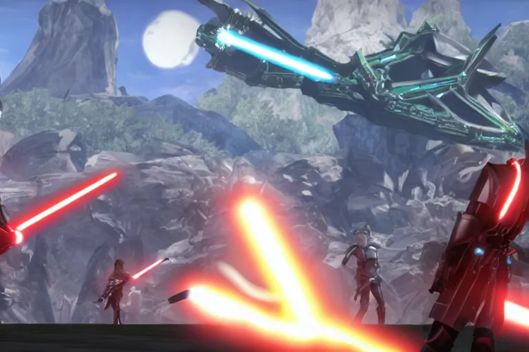 Image similar to Screenshot from Darth vader in Xenoblade Chronicles 2