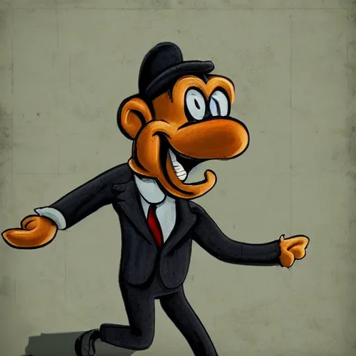 Image similar to goofy looking man doing a devious walk, detailed photo, intricate, expressive, 8 k.