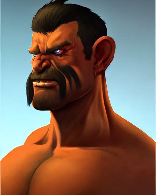 Prompt: « a portrait of a muscular orc, a character portrait by paul kelpe, reddit contest winner, sots art, ilya kuvshinov, 2 d game art, parallax »