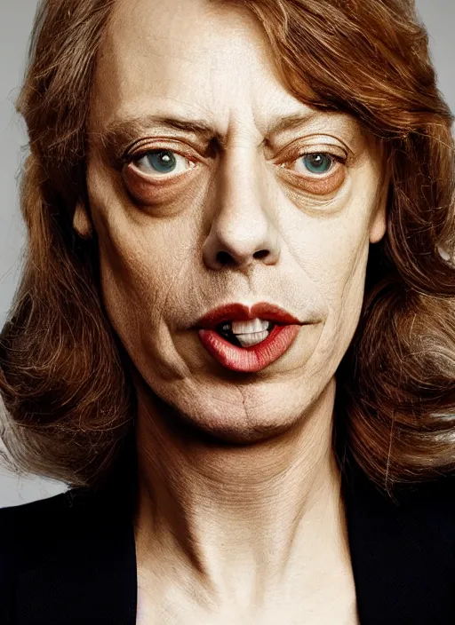 Image similar to portrait of beautiful female steve buscemi by mario testino, headshot, detailed, award winning, sony a 7 r