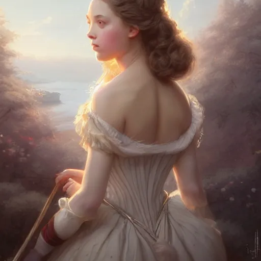 Image similar to beautiful & natural Sydney Sweeney as a 1700s princess by Artgerm and Greg Rutkowski, intricate, elegant, highly detailed, digital painting, artstation, concept art, smooth, sharp focus, illustration,