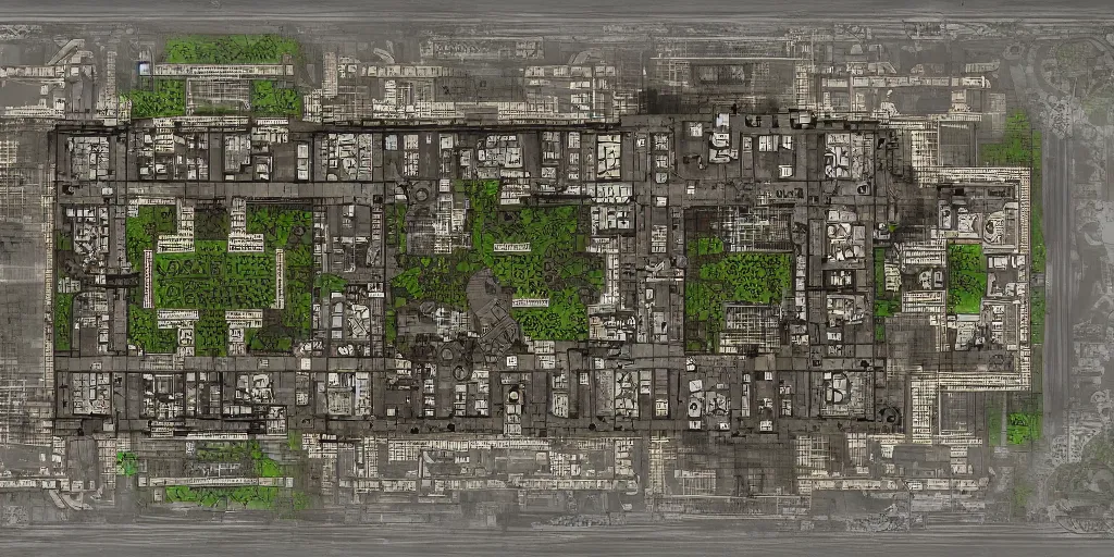 Prompt: architectural floor plan gears of war map, symmetrical outpost