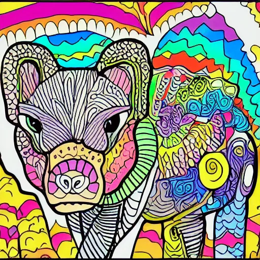 Prompt: picture of an animal from a children's coloring book