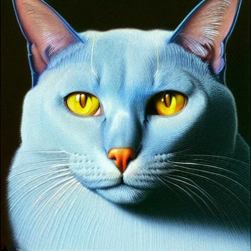 Prompt: A Burmese cat by Greg Hildebrandt