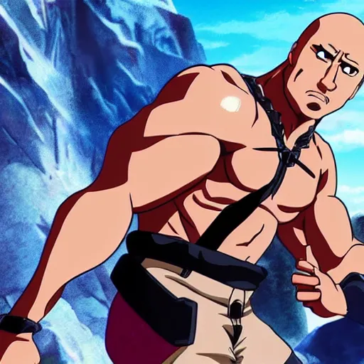 Image similar to dwayne the rock johnson anime