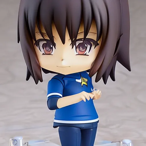 Image similar to an anime nendoroid of spock, detailed product photo