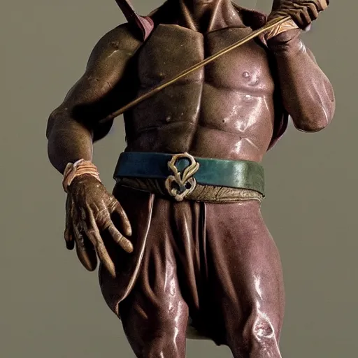 Image similar to donatello from the teenage mutant ninja turtles sculpted by donatello the renaissance artist, marble, cinematic, high details
