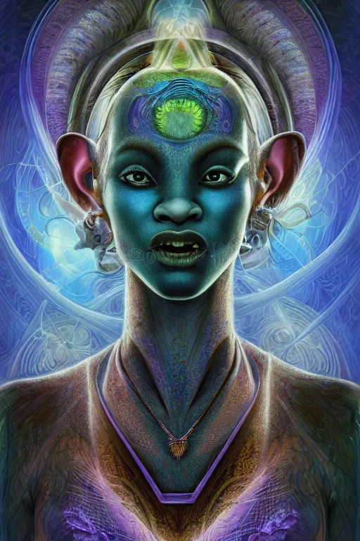 Prompt: !dream Avatar Neytiri Centered, uncut, unzoom, symmetry. charachter illustration. Dmt entity manifestation. Surreal render, ultra realistic, zenith view. Made by hakan hisim feat cameron gray and alex grey. Polished. Inspired by patricio clarey, heidi taillefer scifi painter glenn brown. Slightly Decorated with Sacred geometry and fractals. Extremely ornated. artstation, cgsociety, unreal engine, ray tracing, detailed illustration, hd, 4k, digital art, overdetailed art. Intricate omnious visionary concept art, shamanic arts ayahuasca trip illustration. Extremely psychedelic. Dslr, tiltshift, dof. 64megapixel. complementing colors. Remixed by lyzergium.art feat binx.ly and machine.delusions. zerg aesthetics. Trending on artstation, deviantart