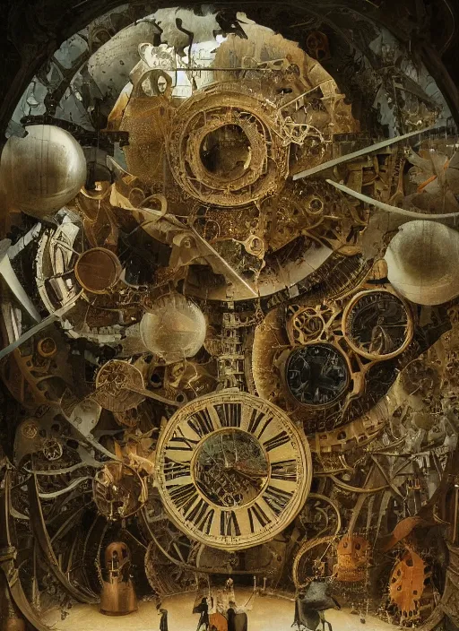 Image similar to the invention of time, modern fine art, fractal, intricate, elegant, highly detailed,, by jheronimus bosch and greg rutkowski,