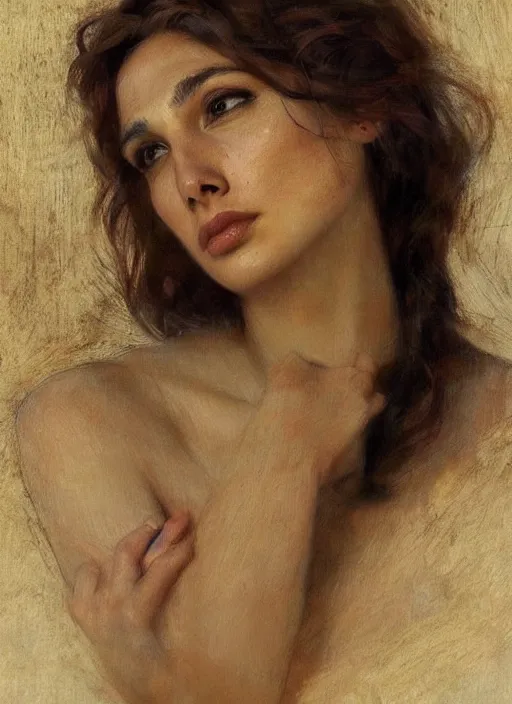 Image similar to a beautiful painting of Gal Gadot as a deer by juan luna, pre-raphaelite, detailed, trending on artstation, hd, masterpiece