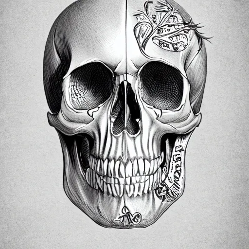 Image similar to skull black and white anatomical illustration