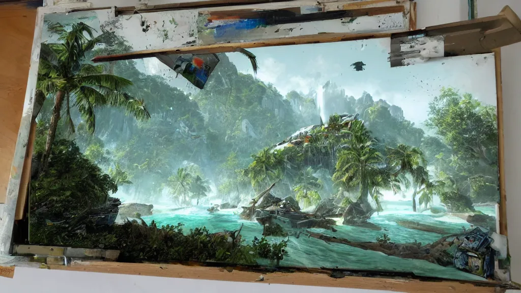 Image similar to Crysis 3 island, painting