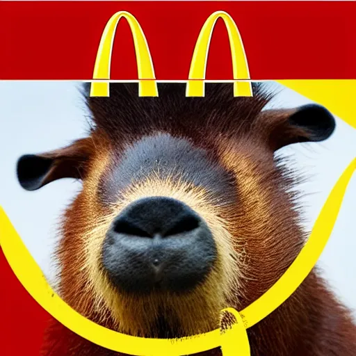 Image similar to mcdonald's logo but with capybara