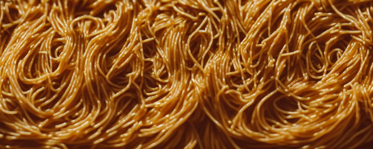 Image similar to macro shot of spaghetti, canon 1 0 0 mm, cinematic lighting, wes anderson film, kodachrome